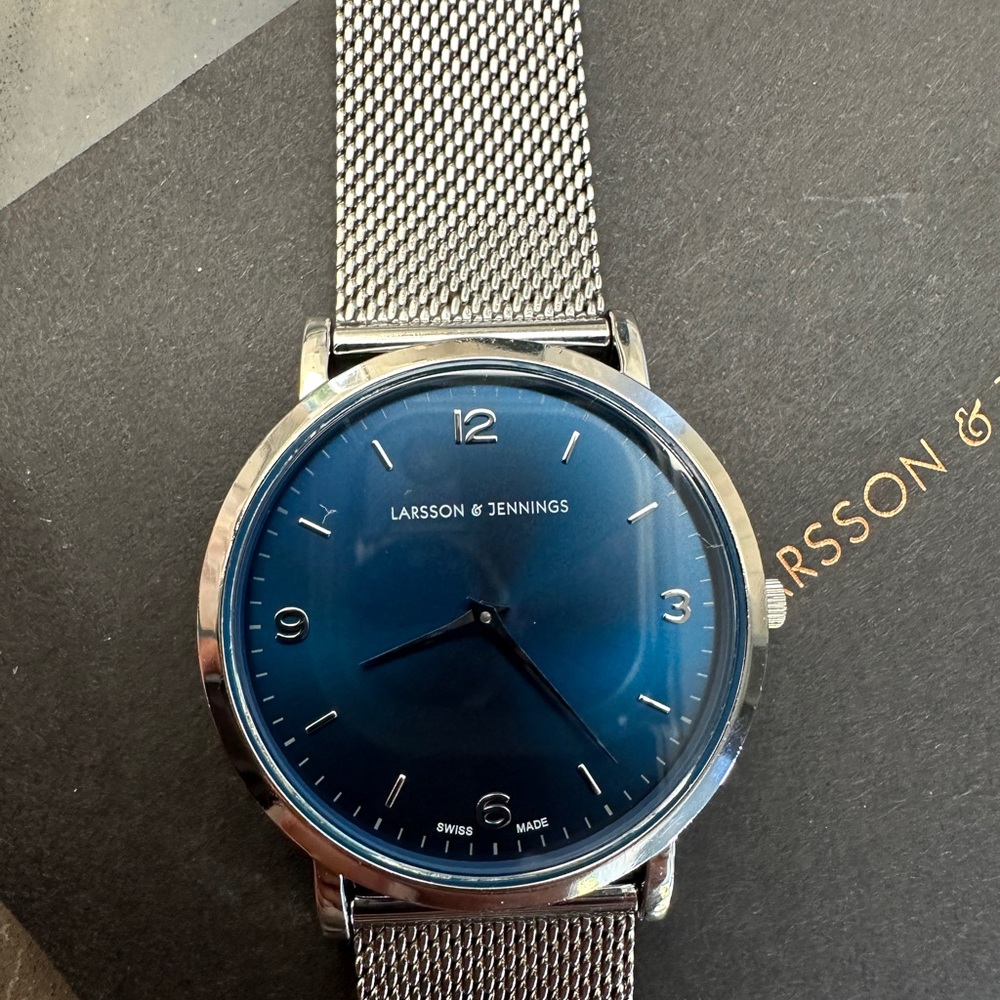 Larsson & Jennings Lugano Silver/Navy watch